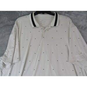Nike Dri-Fit Golf Polo‎ XL White Micro Dot Print Performance Stretch Shirt money